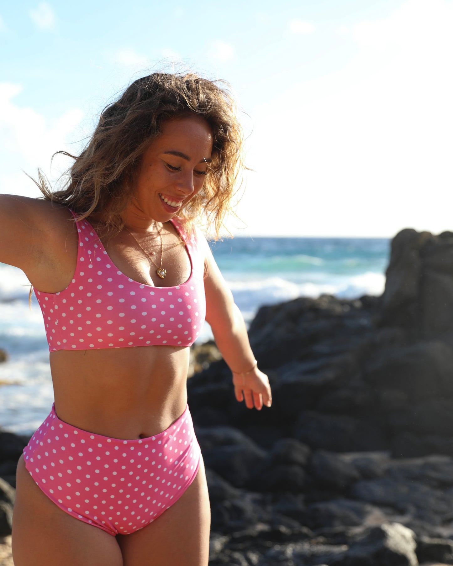 Aria Top in Pink Dots