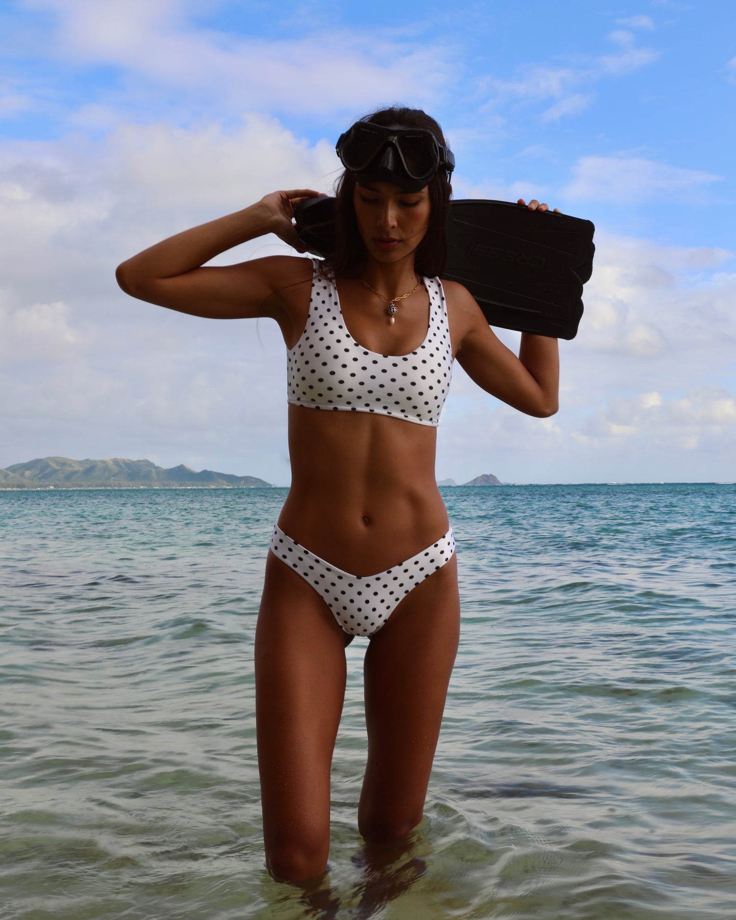 Aria Top in White Dots